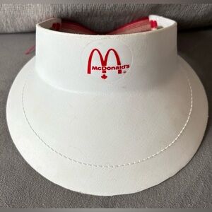 VTG 90's McDonald's Plastic Adjustable Visor Employee White Red Canada Rare